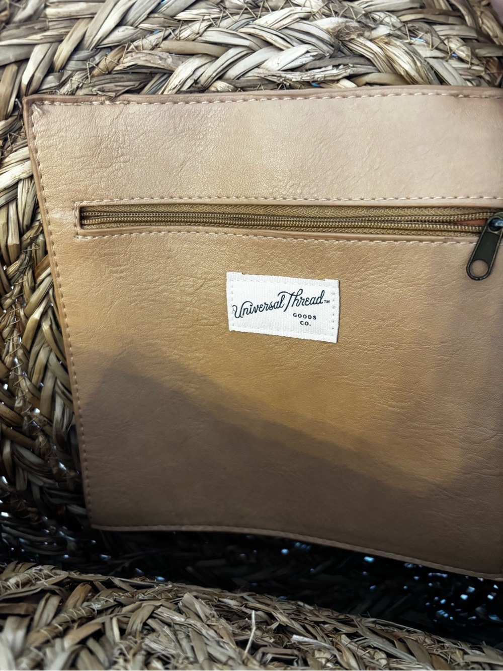 Universal Thread Woven Round Straw Shoulder Bag with Brown Tassel Straps - Picture 4 of 7